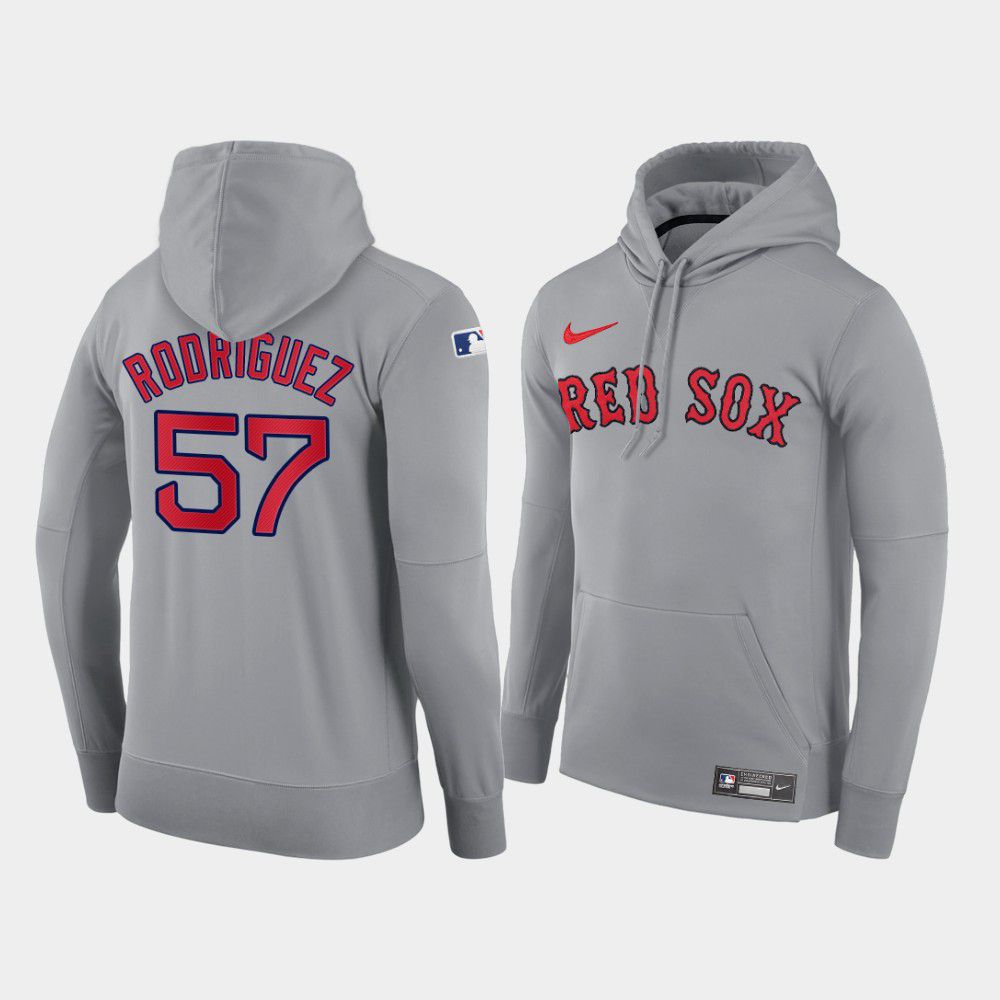 Men Boston Red Sox #57 Rodriguez gray road hoodie 2021 MLB Nike Jerseys